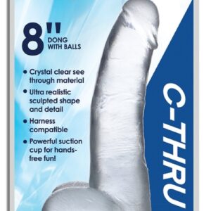 Jock C-Thru 8" Clear TPE Dong W/Balls & Suction Cup