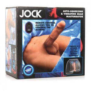 Jock Vibrating & Squeezing Male Masturbator w/Poseable Dildo Medium