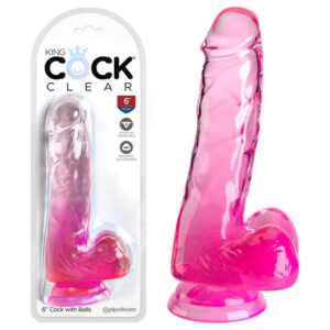King Cock Clear 6'' Cock with Balls - Pink - Pink 15.2 cm Dong King Cock Clear 6'' Cock with Balls - Pink - Pink 15.2 cm Dong