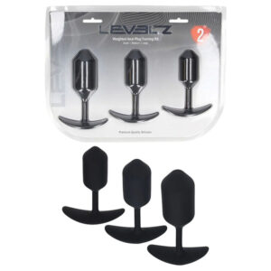 LEVELZ Silicone Weighted Anal Plug Training Set - Black Weighted Butt Plugs - Set of 3 Sizes LEVELZ Silicone Weighted Anal Plug Training Set - Black Weighted Butt Plugs - Set of 3 Sizes