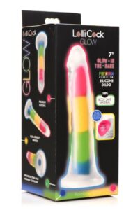 Lollicock 7" Glow-in-the-Dark Silicone Dildo Rainbow