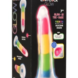 Lollicock 7" Glow-in-the-Dark Silicone Dildo Rainbow