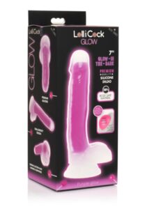 Lollicock 7" Glow-in-the-Dark Silicone Dildo with Balls Purple