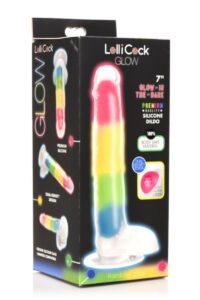 Lollicock 7" Glow-in-the-Dark Silicone Dildo with Balls Rainbow Lollicock 7" Glow-in-the-Dark Silicone Dildo with Balls Rainbow