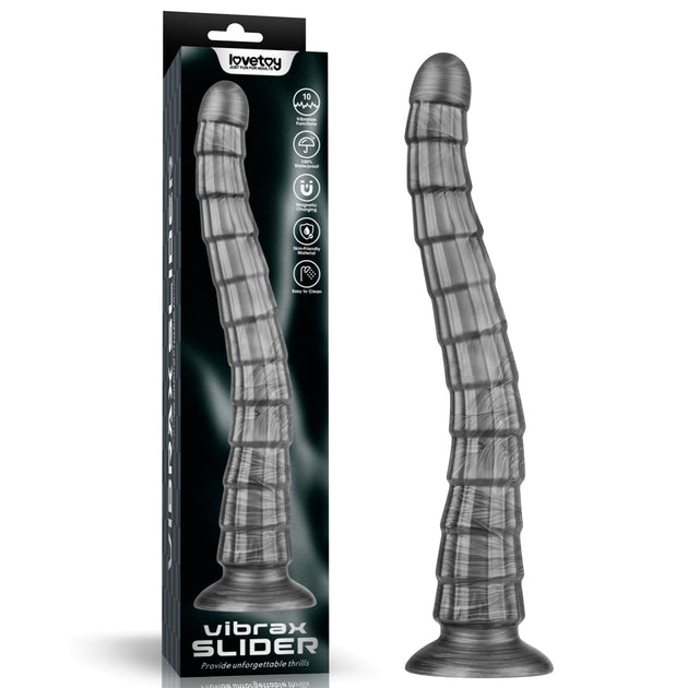 Lovetoy King Sized Vibrax Slider, Grey 36.8cm Vibrating Dildo