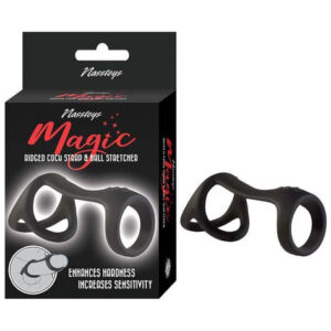 Magic Ridged Cock Strap and Ball Stretcher-Black