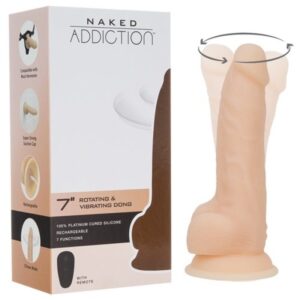 Naked Addiction 7" Rotating & Vibrating Dildo with Remote Control - flesh Naked Addiction 7" Rotating & Vibrating Dildo with Remote Control - flesh
