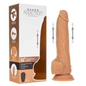 Naked Addiction 9" Thrusting Dong with Remote - Caramel