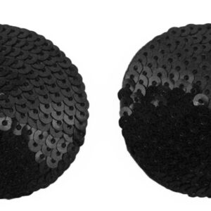 Nip013 Round Sequin Nipple Pasties - Black