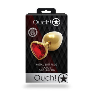 OUCH! Heart Gem Gold Butt Plug - Large 9.3 cm