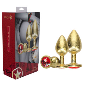 OUCH! Milan Collection Metal Anal Plug Set Gold, Set of 3