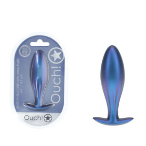 OUCH! Oval Anal Plug in Metallic Blue, 11.7 cm Butt Plug