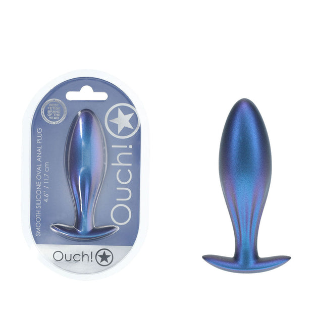 OUCH! Oval Anal Plug in Metallic Blue, 11.7 cm Butt Plug