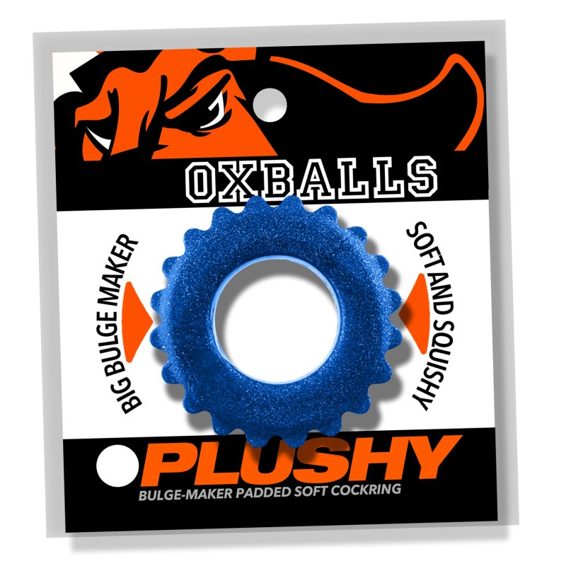Oxballs Plushy Single Cock Ring Blue Fire