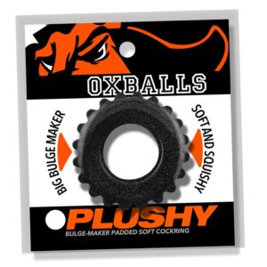 Oxballs Plushy Single Ring Soft Cockring - Black Mica