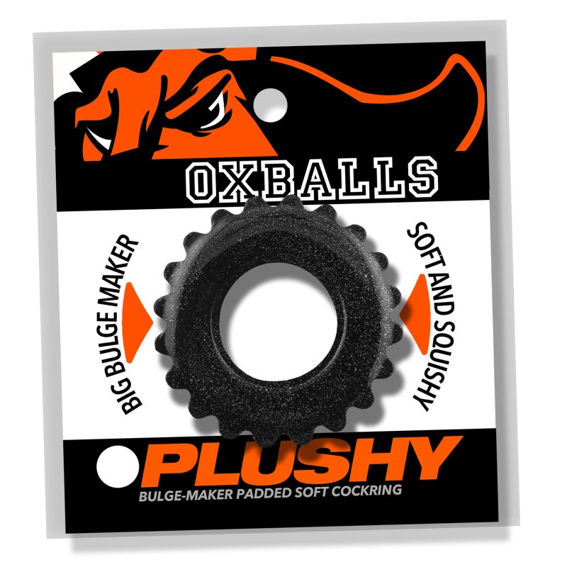 Oxballs Plushy Single Ring Soft Cockring - Black Mica