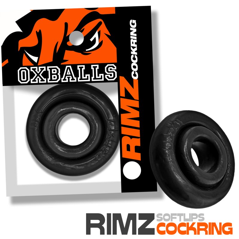 Oxballs Rimz Single Cock Ring - Black Stretchy Gripper Ring