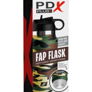 PDX Plus Fap Flask Happy Camper Discreet Stroker Camo Bottle Frosted