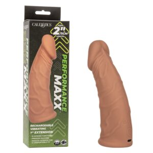 Performance Maxx 7" Rechargeable Vibrating Extension - Brown Cock Ring