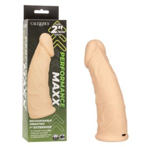 Performance Maxx 7" Rechargeable Vibrating Extension - Ivory Cock Ring