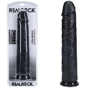 REALROCK 38cm Extra Long Dildo - Black - Black 38 cm (15'') Extra Long Dong