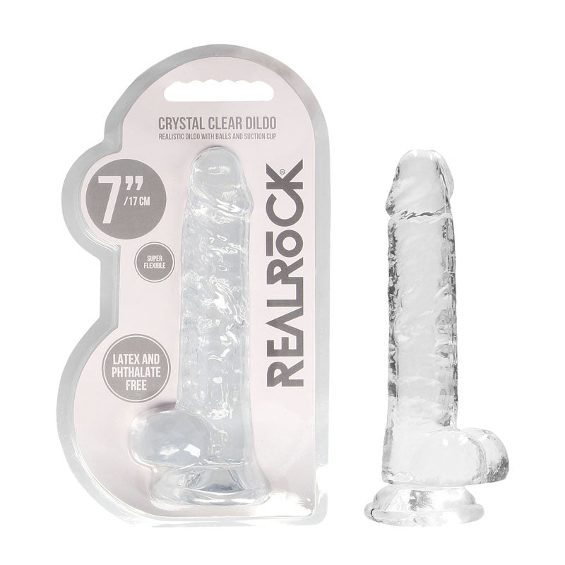 RealRock 7'' Realistic Dildo With Balls, Translucent