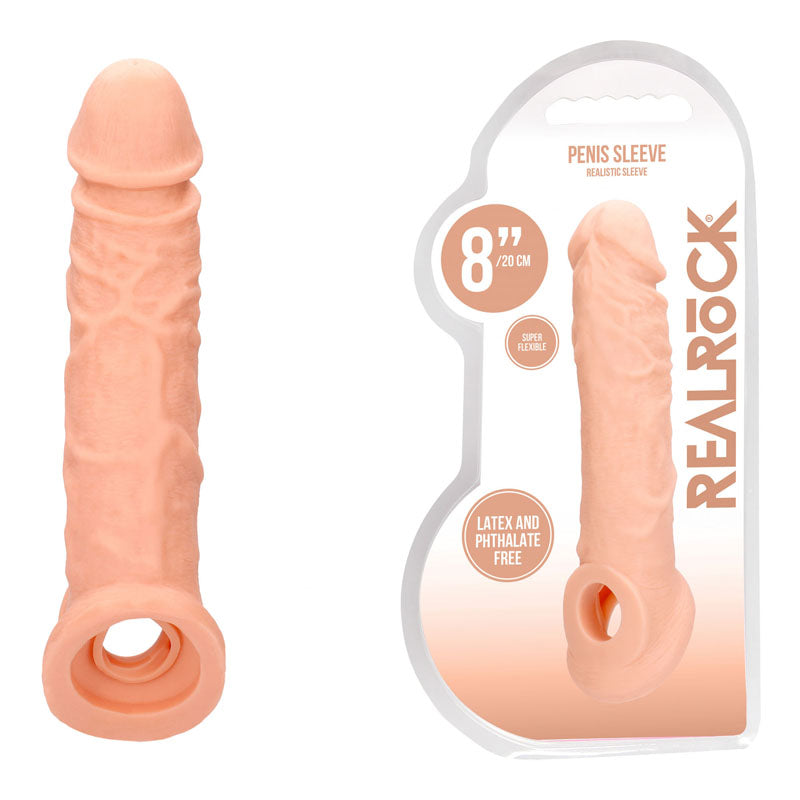 RealRock 8-Inch Realistic Penis Extender Sleeve - Flesh