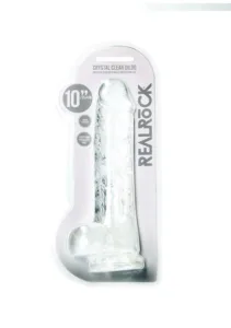 Realrock Realistic Dildo With Balls 10" / 25.4 cm Transparent