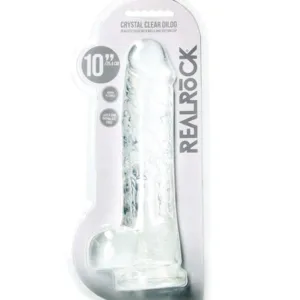 Realrock Realistic Dildo With Balls 10" / 25.4 cm Transparent