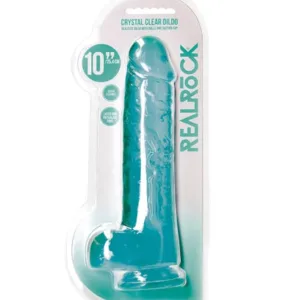 Realrock Realistic Dildo With Balls 10" / 25.4 cm Turquoise