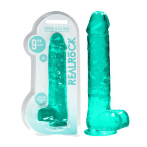 REALROCK Realistic Dildo With Balls 9 Inch Turquoise Green