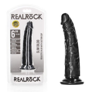 REALROCK Realistic Slim 6'' without Balls Black Dildo