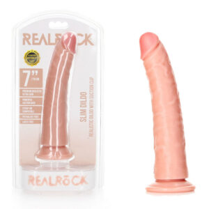 REALROCK Realistic Slim Dildo with Suction Cup - 18cm - Flesh