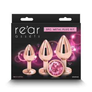 Rear Assets Trainer Kit - Rose Gold - Pink - Rose Gold Metallic Butt Plugs with Pink Gems - Set of 3 Sizes Rear Assets Trainer Kit - Rose Gold - Pink - Rose Gold Metallic Butt Plugs with Pink Gems - Set of 3 Sizes