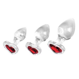 Red Heart Gem Glass Plug Set - Anal Toys