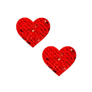 Red Sequin Velvet Crush I Heart U Nipple Pasties