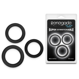 Renegade 3pc Slim Rings - Black - Black Cock Rings - Set of 3 Sizes