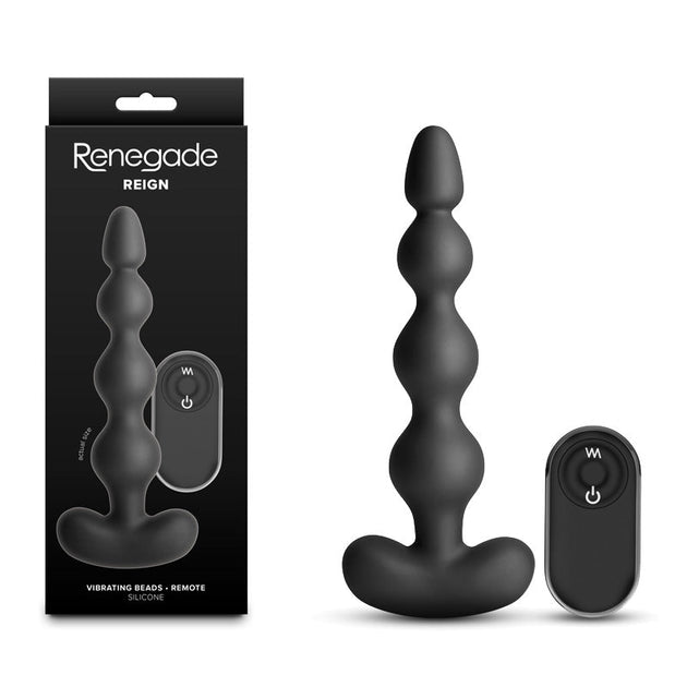 Renegade Reign - Black - Black 17.9 cm USB Rechargeable Vibrating Anal Beads with Wireless Remote