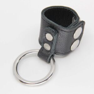Rin005 Cock Ring W/ Leather Adjustable Quick Release Ball Stretcher