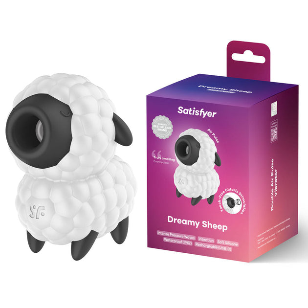 Satisfyer Dreamy Sheep - White/Black USB Rechargeable Vibrating Air Pulse Stimulator