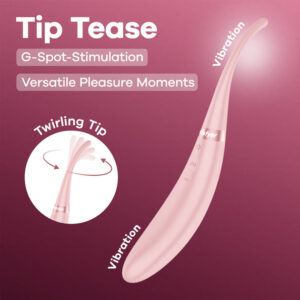 Satisfyer Tip Tease - Rose - Rose USB Rechargeable Vibrator with Twirling Tip Satisfyer Tip Tease - Rose - Rose USB Rechargeable Vibrator with Twirling Tip