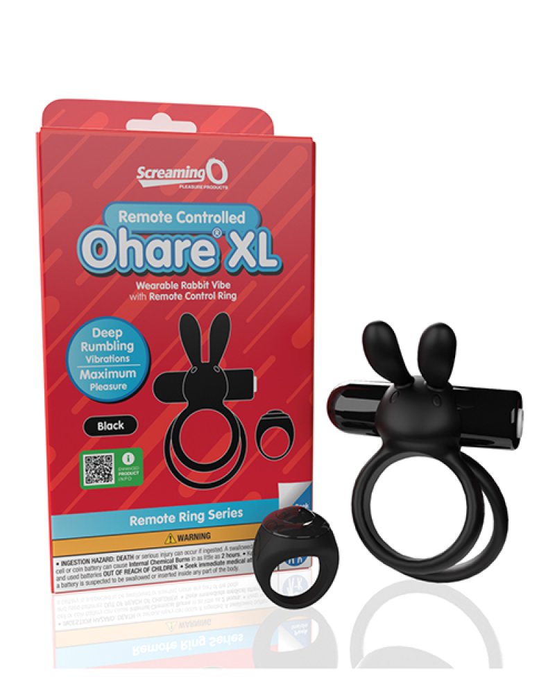Screaming O Remote Controlled Ohare XL Vibrating Ring - Black