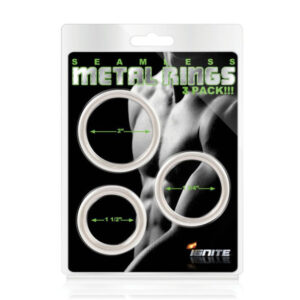 Seamless Metal Cock Ring 3 Pc Set - 38mm 44mm 51mm