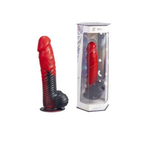 Silexd 8" Model 1 Fantasy Liquid Silicone Devil Red Dildo Stripes Silexd 8" Model 1 Fantasy Liquid Silicone Devil Red Dildo Stripes