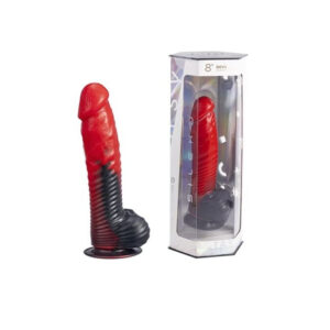 Silexd 8" Model 1 Fantasy Liquid Silicone Devil Red Dildo Stripes