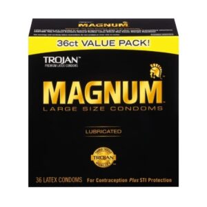 Trojan Magnum Lubricated Latex Large Size Condoms 36 Count