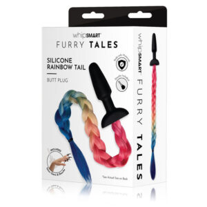 WhipSmart Furry Tales Silicone Butt Plug with Rainbow Tail - Black 8.9cm WhipSmart Furry Tales Silicone Butt Plug with Rainbow Tail - Black 8.9cm