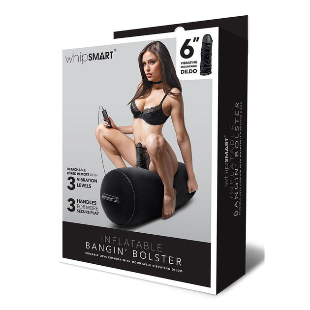 Whipsmart Inflatable Bangin Bolster - Black, 6'' Vibrating Dong