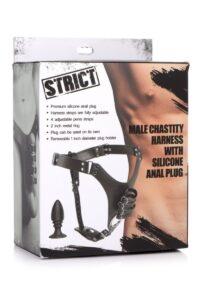 XR Brands Strict Male Chastity Harness with Silicone Anal Plug