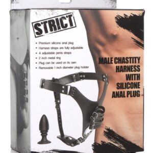 XR Brands Strict Male Chastity Harness with Silicone Anal Plug